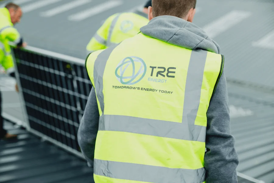 TRE Energy installation team fitting solar panels